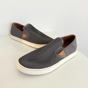 Olukai Women's Pehuea Canvas Slip On Shoes Sneaker Convertible Mule Gray Size 8